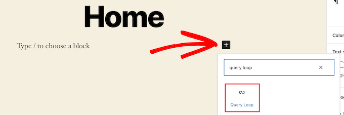 Add query loop block