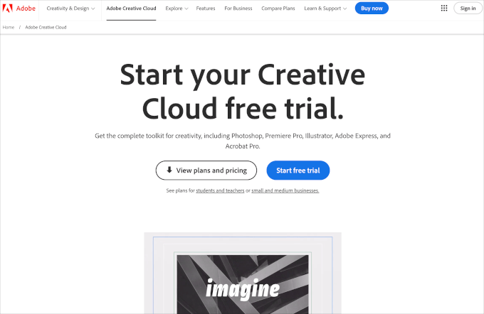 Sign up for adobe creative cloud