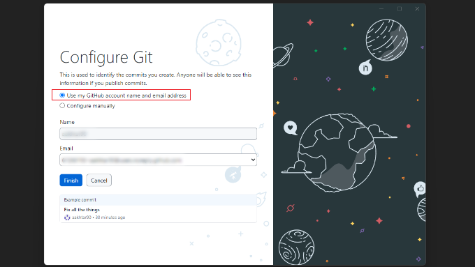 Configure git on desktop client