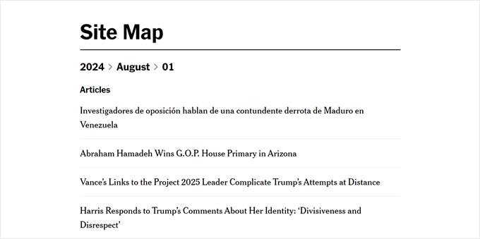 New York Times' sitemap example