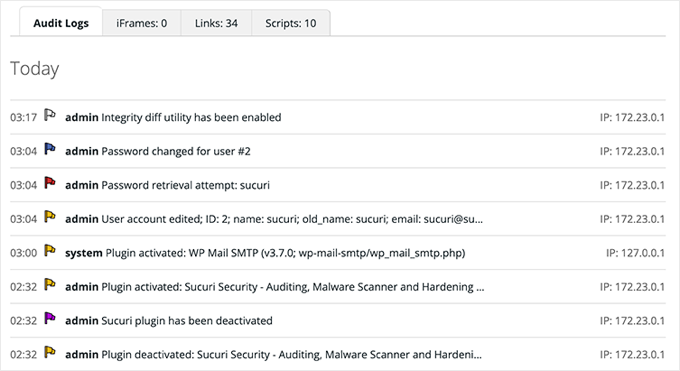 Sucuri Audit Logs