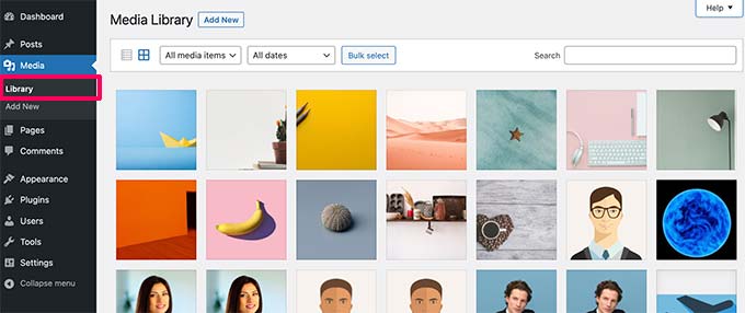 WordPress media library
