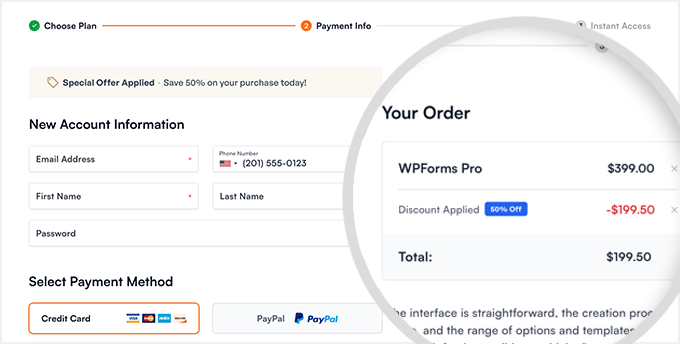 WPForms checkout page