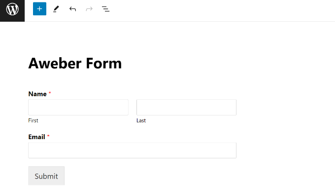 AWeber signup form WPForms