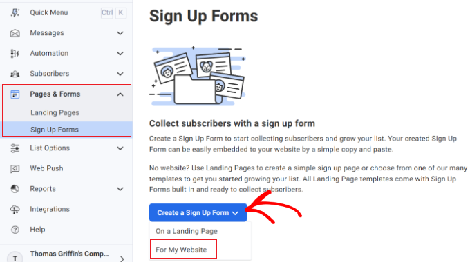 Create a signup form Aweber