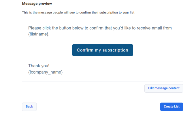 Edit message to confirm subscription