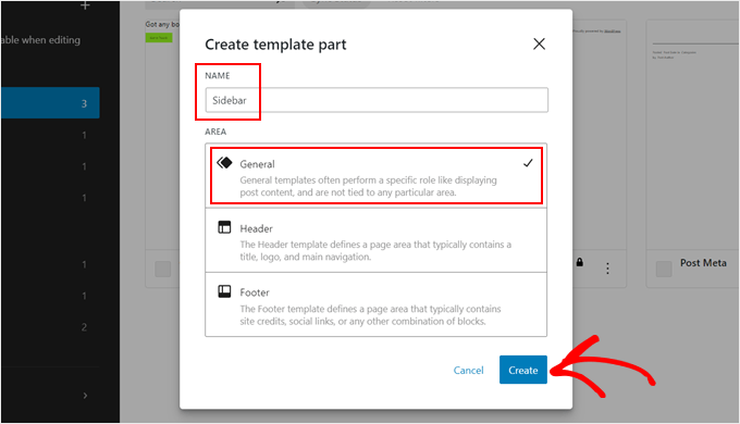 Setting up a new template part in FSE