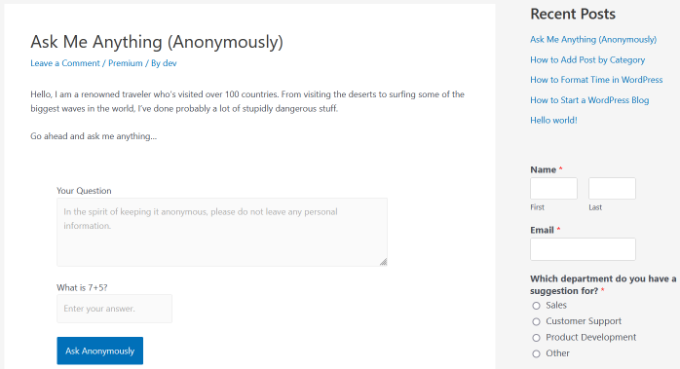 Ask Me anonymously