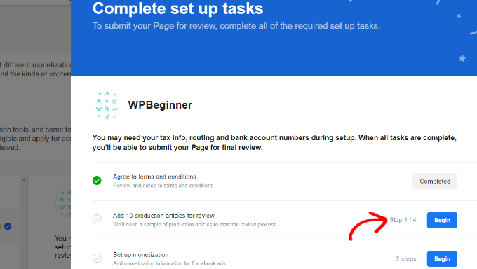 Complete set up tasks