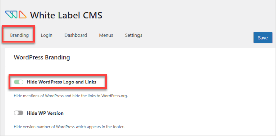 Hide WordPress logo and links 
