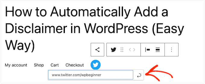 Adding a Twitter link in WordPress