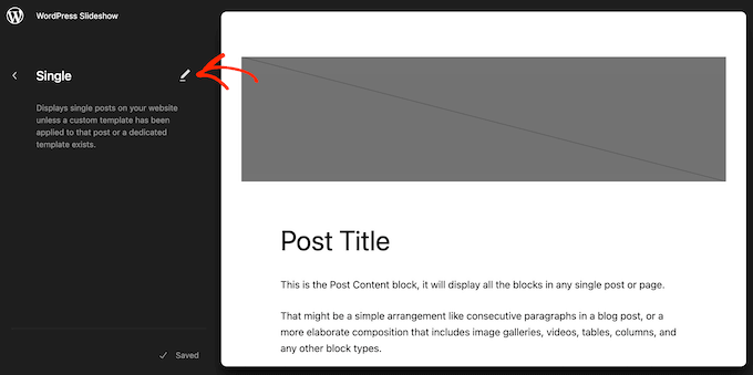 Editing a single WordPress template