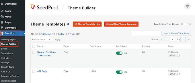 Creating a custom theme using SeedProd