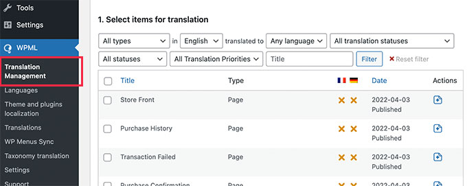 Translation management