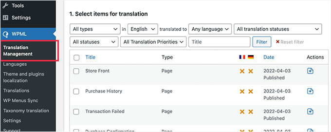 Translation management