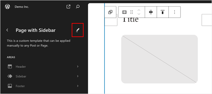 Editing a template with a sidebar in FSE