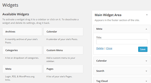 Añadir el widget Meta a tu barra lateral de WordPress