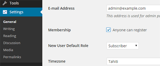 Abilita la registrazione degli utenti in WordPress