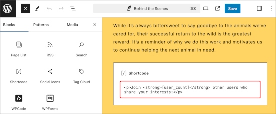 Wrapping HTML aroung the Display User Count shortcode