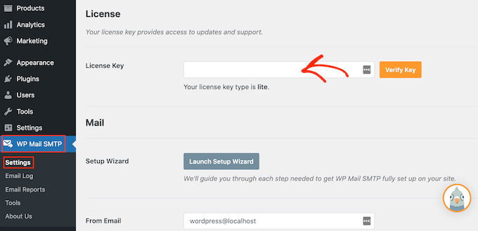 将您的许可证密钥输入 WP Mail SMTP WordPress 插件