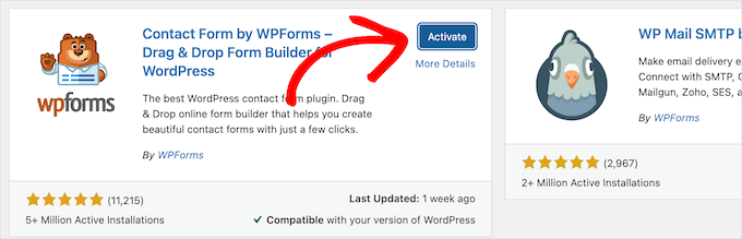 Activate the WPForms plugin