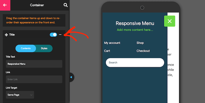 Adding a custom title to a navigation menu