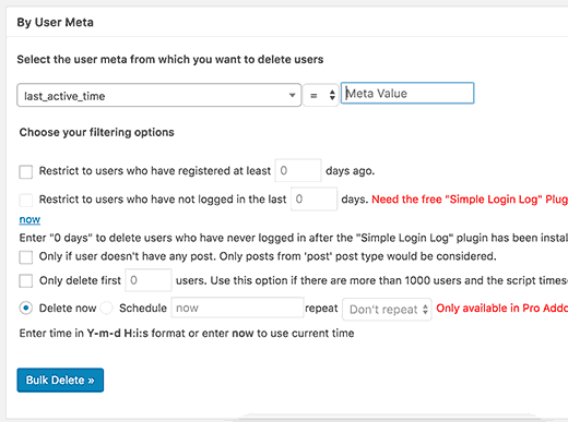 Bulk delete users by user meta data