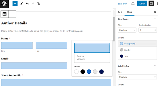 Customize user post submission form