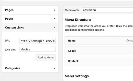 WORDPRESS no Posts in menu.