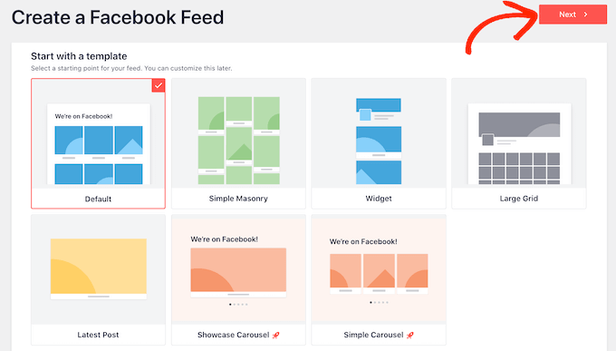 Choosing a template for your Facebook events calendar