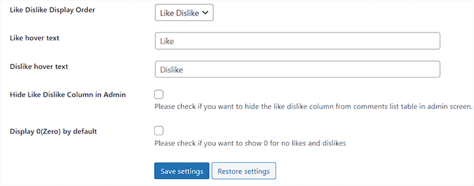 Configure comment settings