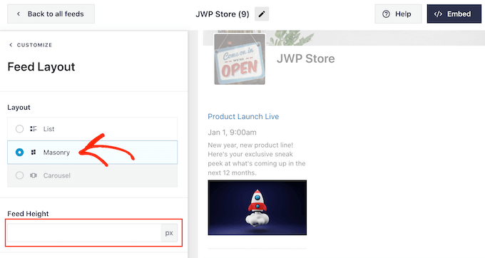 更改嵌入式 Facebook 活动日历的布局