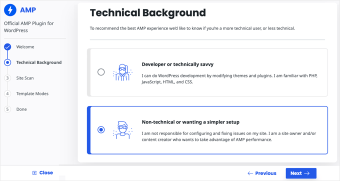 AMP for WordPress Plugin Onboarding Wizard