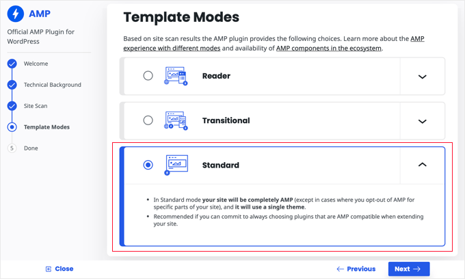 AMP for WordPress Plugin Onboarding Wizard