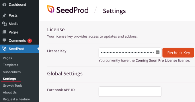 Enter Your SeedProd License Key