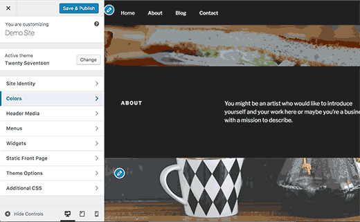 Starter content added by Twenty Seventeen theme in WordPress 4.7