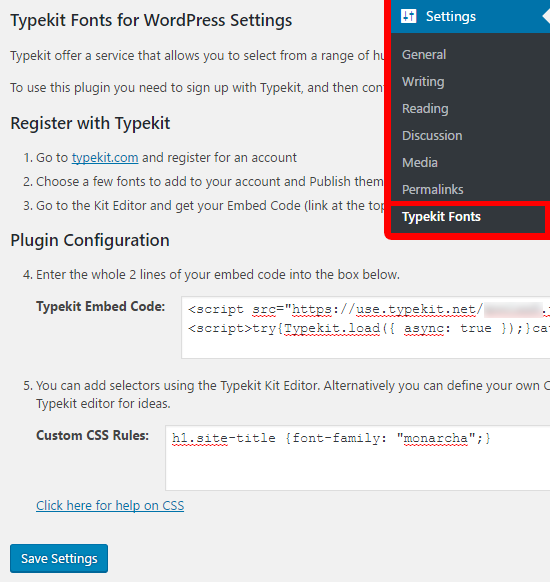 using a wordpress typekit plugin to customize fonts