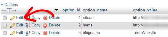 在 phpMyAdmin 中编辑 siteurl