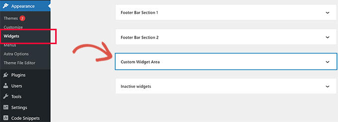 Custom widget area