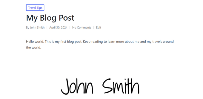 Example of Signature Added After Blog Post Content
