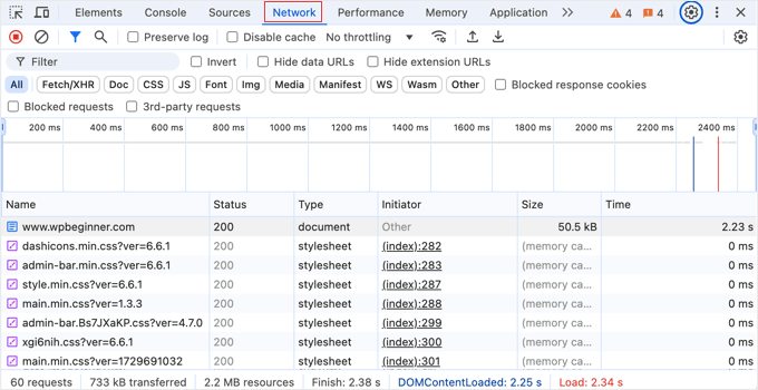 Using a Browser's Developer Tools to View Files Being Loaded