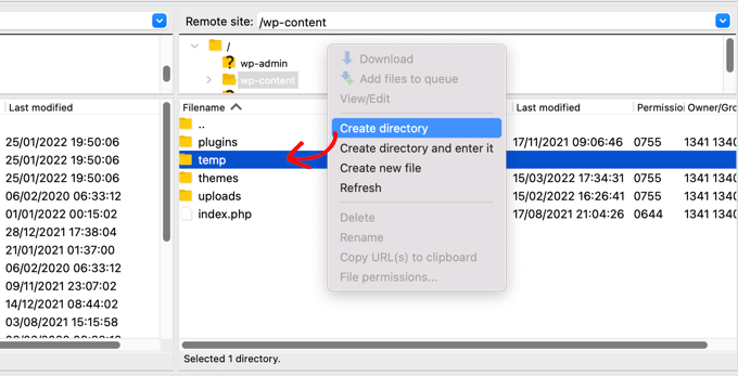 Create a Temp Directory in the WP-Content Folder