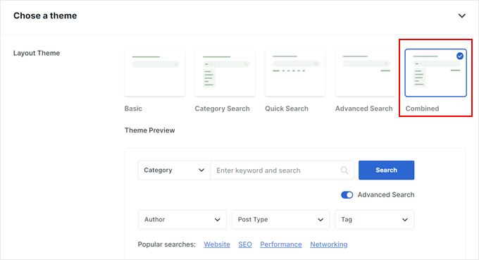 Choosing a SearchWP search form theme