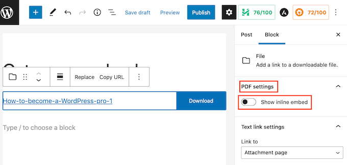 Customizing the WordPress File block