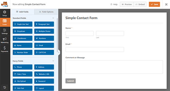 WPForms contact form