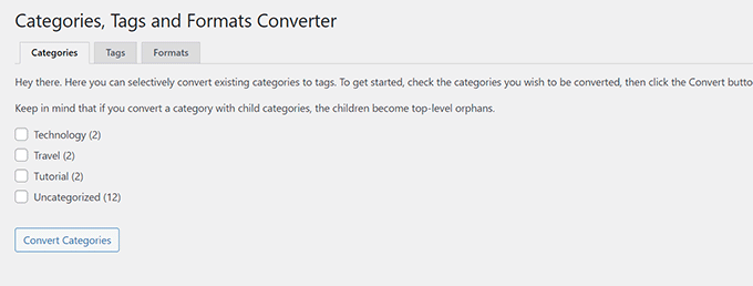 Convert categories and tags