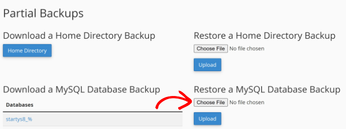 Restore a MySQL database backup