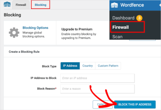 Blocking ip address