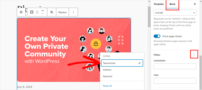 Filtering the posts in a specific taxonomy in FSE