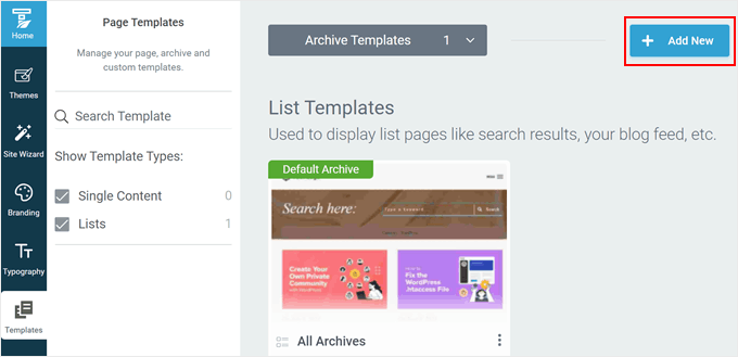 Adding a new template in Thrive Architect